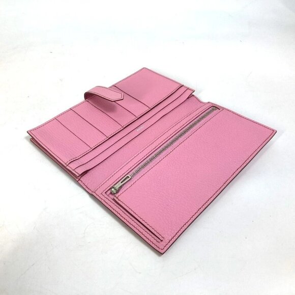 HERMES Bearn Souffle Two fold Long Wallet Chevre pink/SilverHardware - Picture 14 of 14